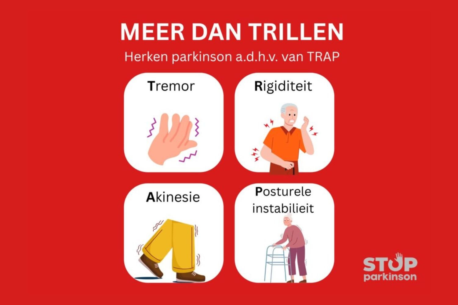 Herken de symptomen van parkinson met het TRAP-acroniem